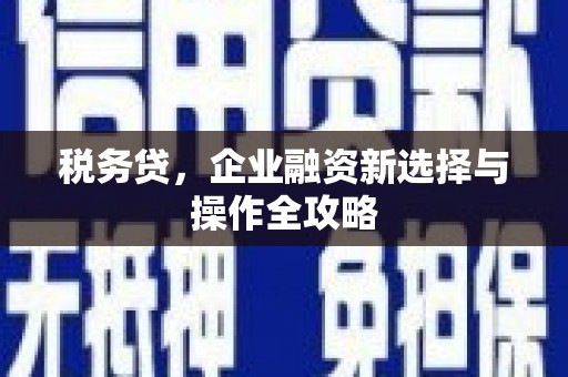 清涧税务贷，企业融资新选择与操作全攻略