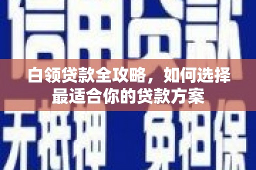 清涧白领贷款全攻略，如何选择最适合你的贷款方案